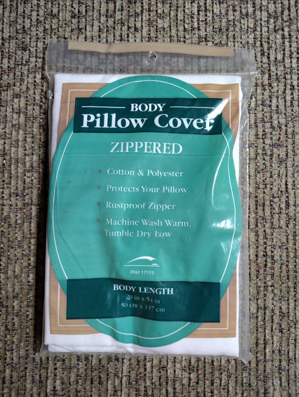NOS Vintage Zippered Pillow Cover Standard Size White No-Iron Cotton Blend